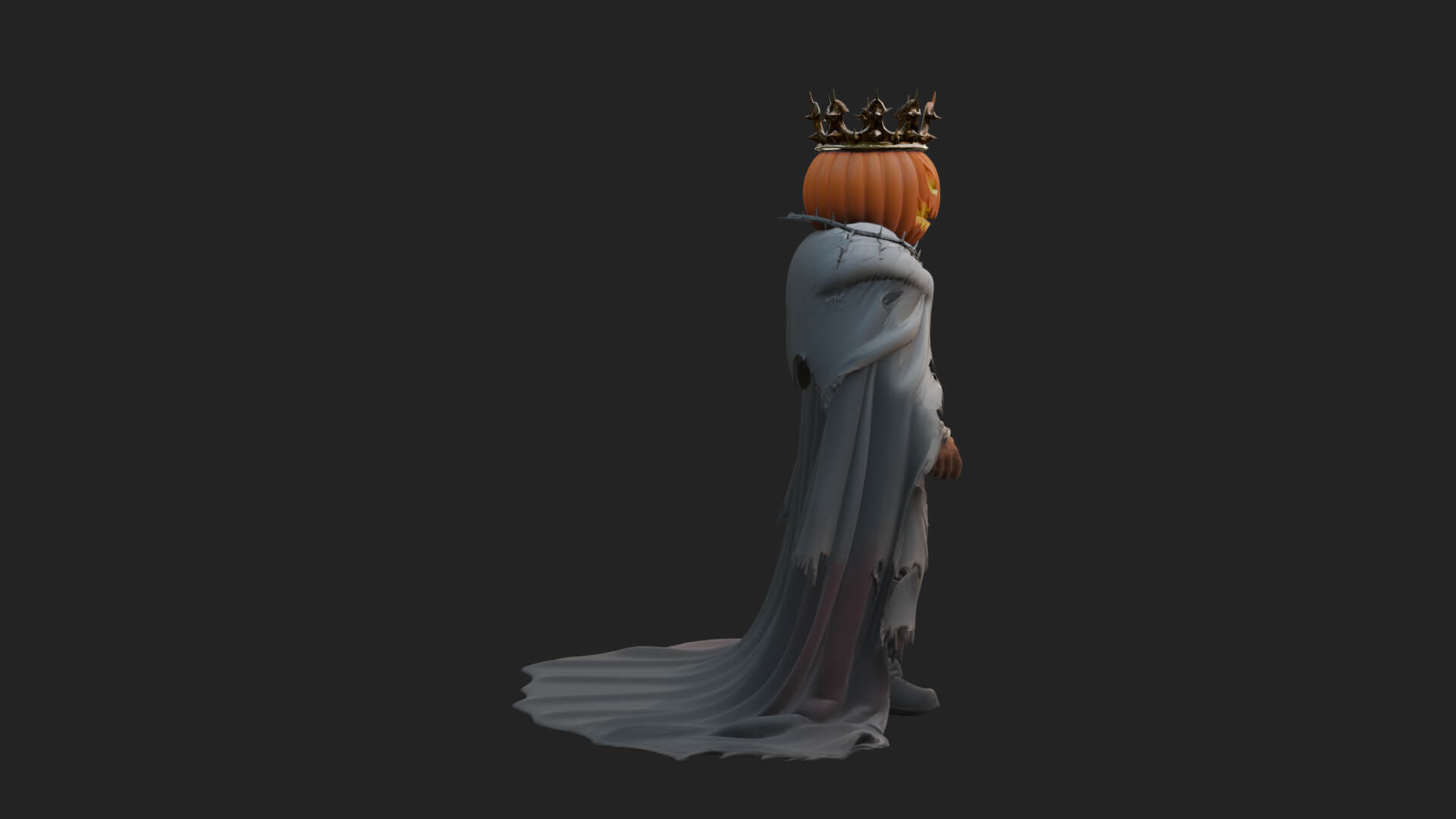 Enthroned Pumpkin Lord Statue Design 5 3D Print Model 3D Model