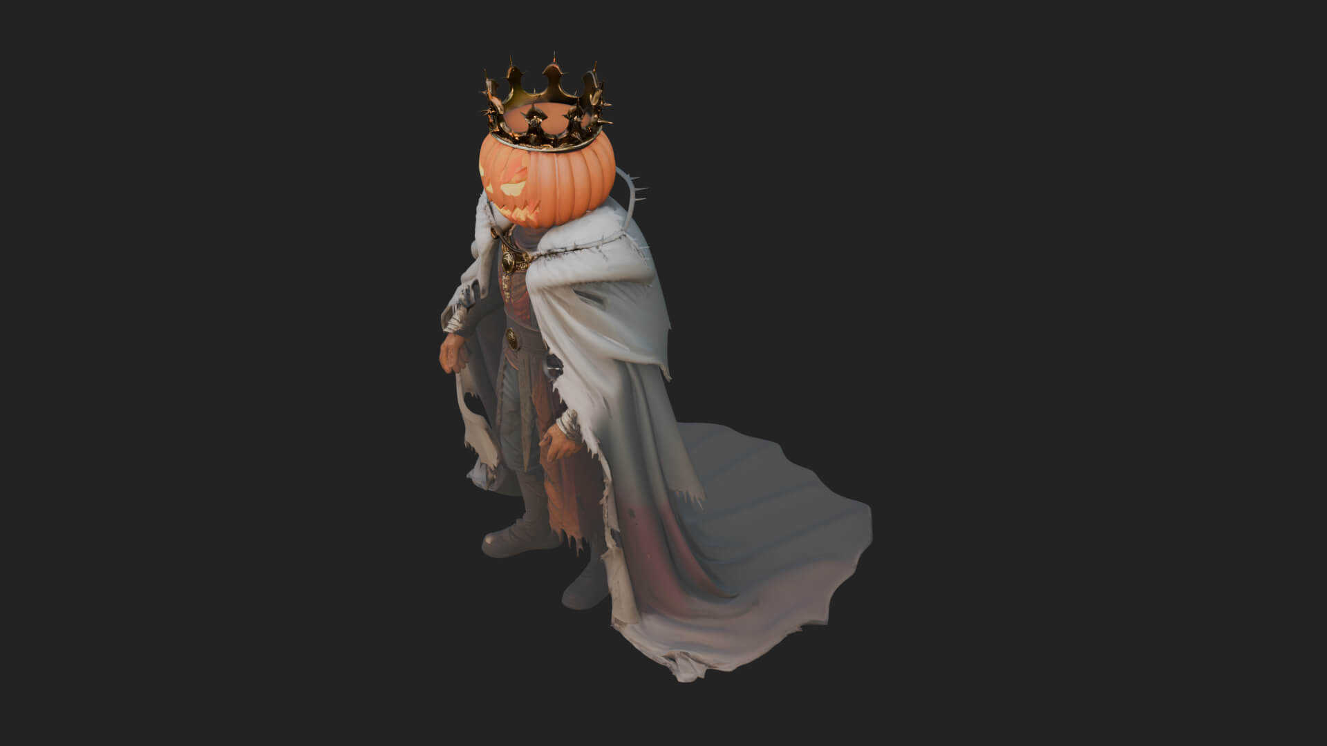 Enthroned Pumpkin Lord Statue Design 5 3D Print Model 3D Model