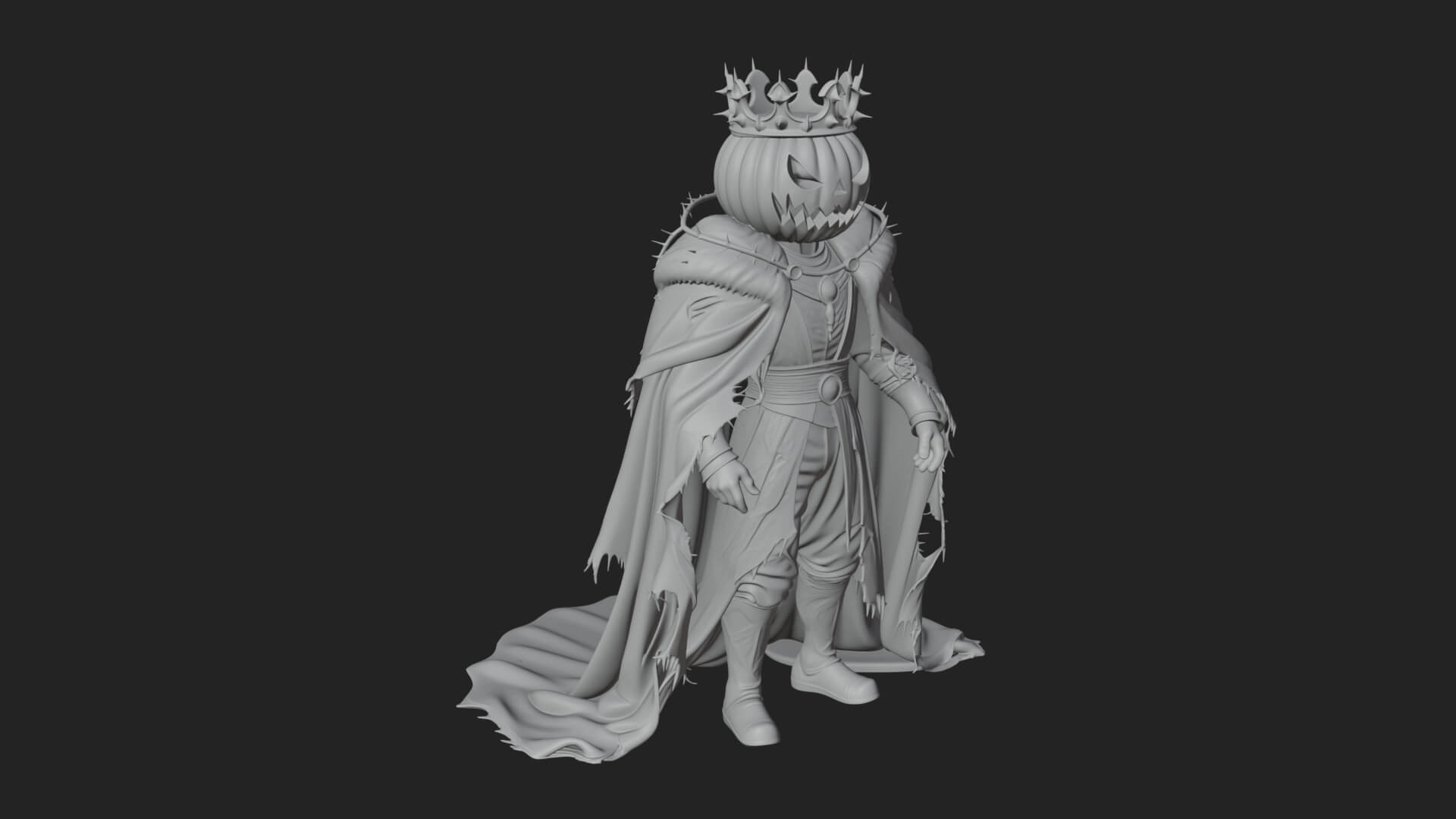 Enthroned Pumpkin Lord Statue Design 5 3D Print Model 3D Model