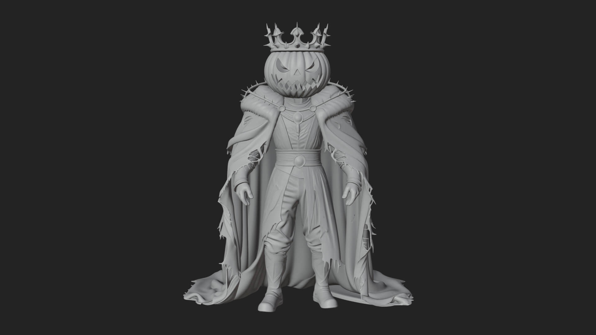 Enthroned Pumpkin Lord Statue Design 5 3D Print Model 3D Model