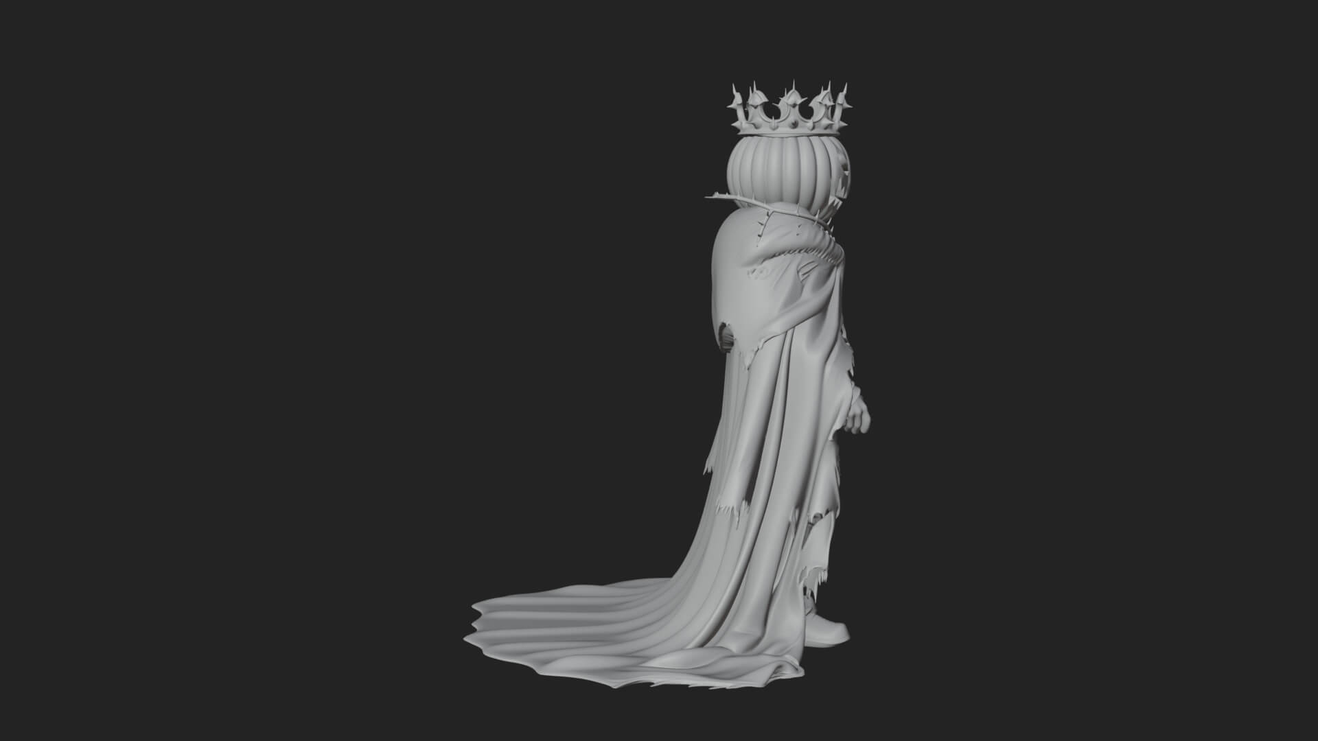 Enthroned Pumpkin Lord Statue Design 5 3D Print Model 3D Model