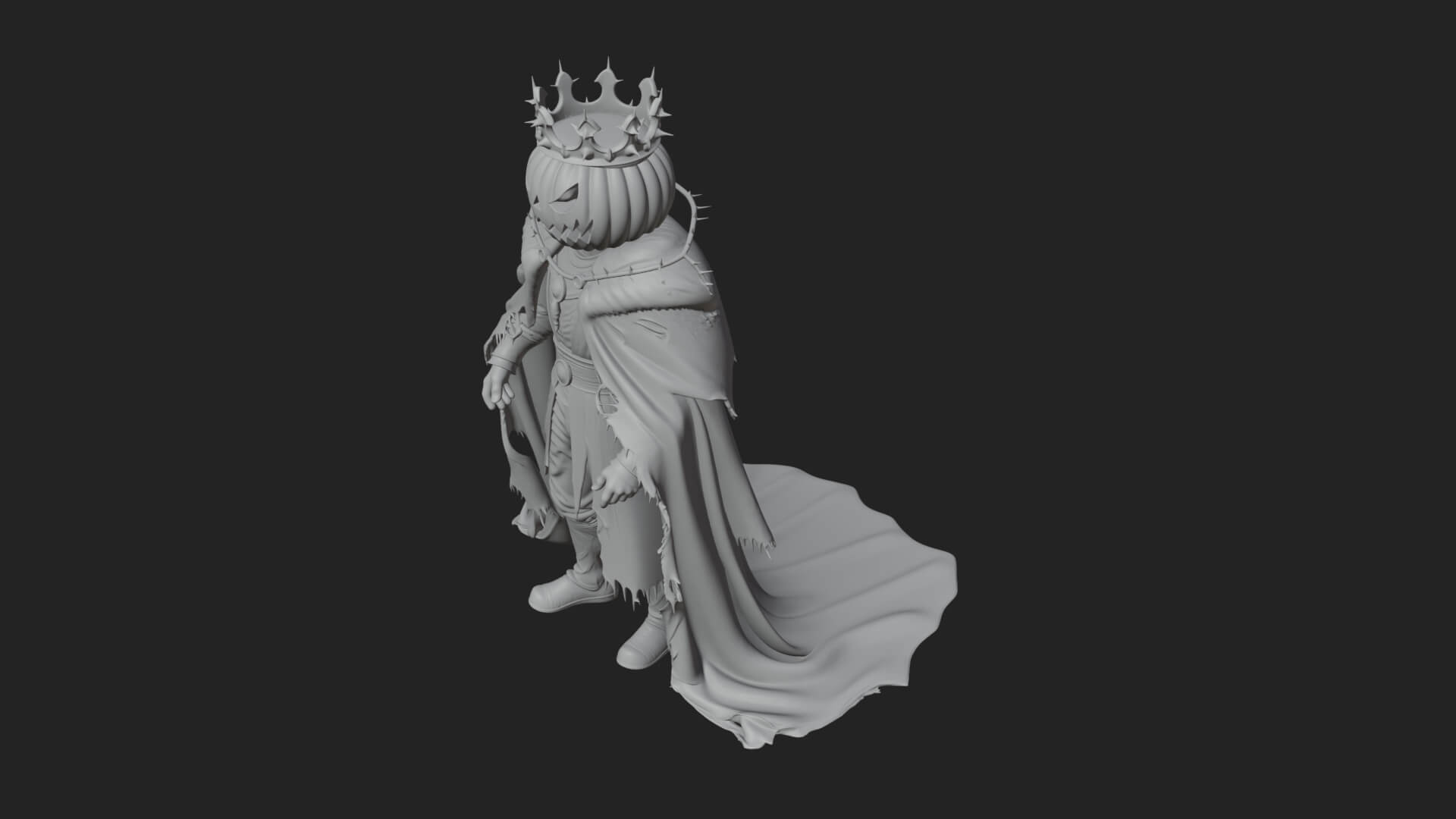 Enthroned Pumpkin Lord Statue Design 5 3D Print Model 3D Model
