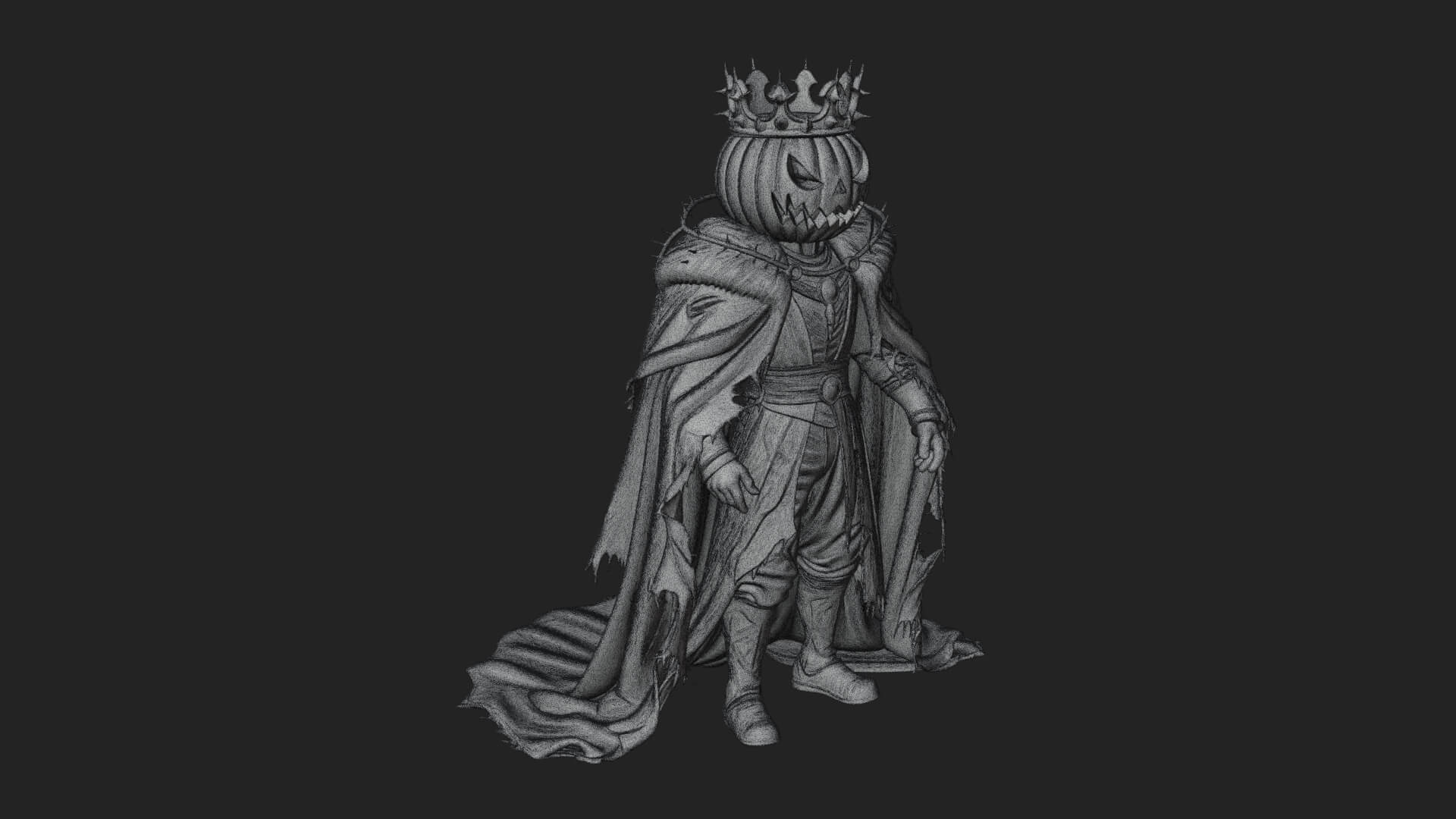 Enthroned Pumpkin Lord Statue Design 5 3D Print Model 3D Model