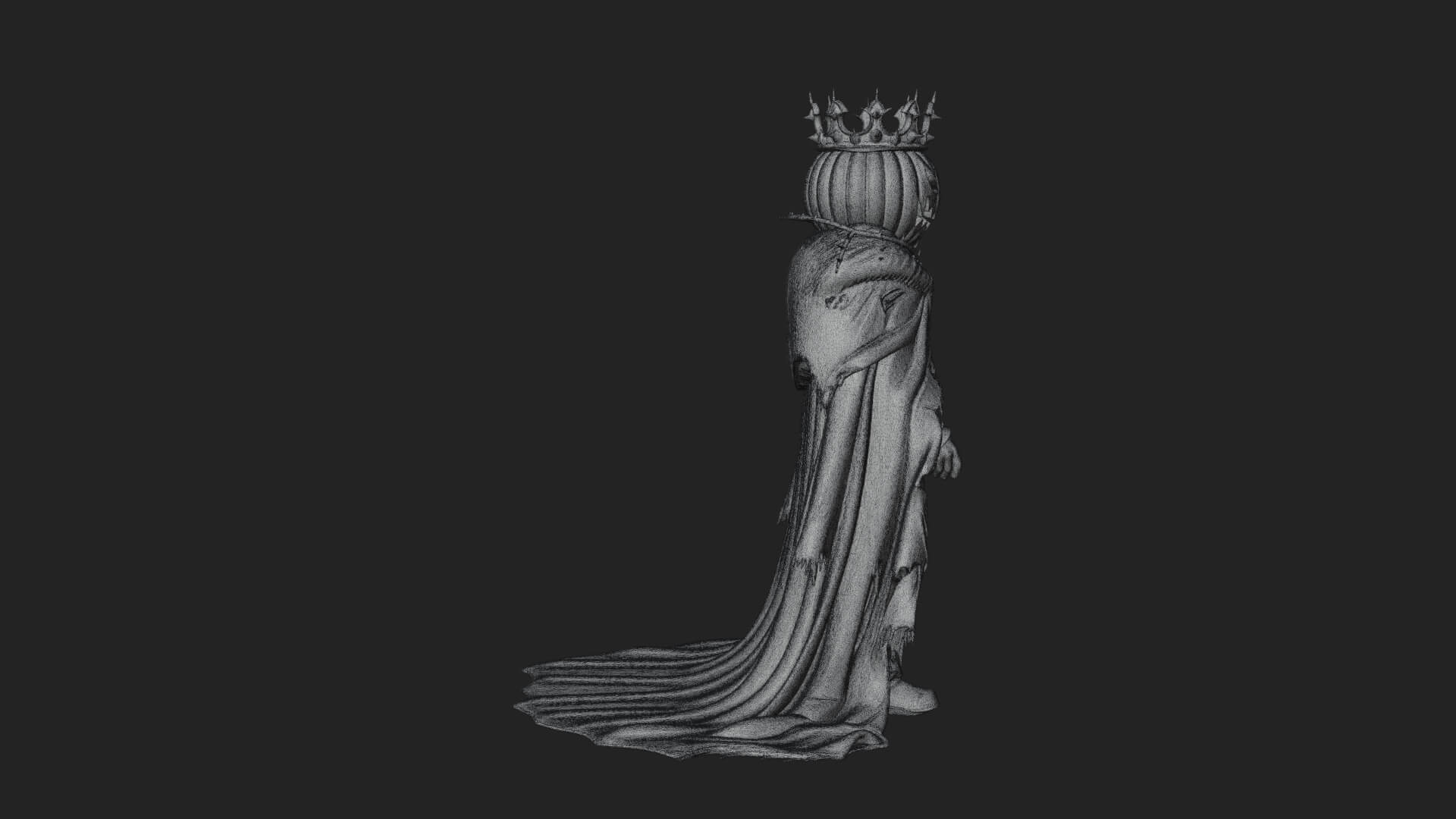 Enthroned Pumpkin Lord Statue Design 5 3D Print Model 3D Model