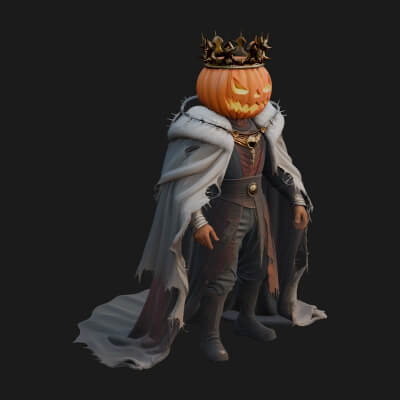 Enthroned Pumpkin Lord Statue Design 5 3D Print Model