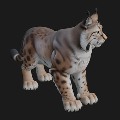 Eurasian Lynx Statue Design 1 3D Print Model