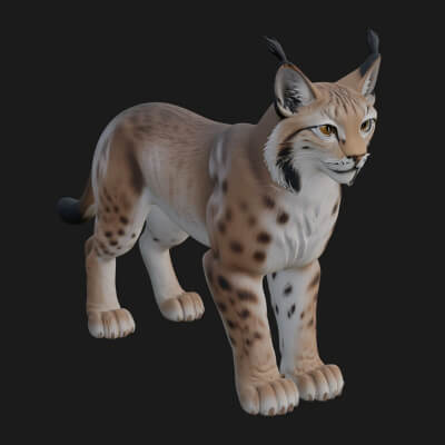 Eurasian Lynx Statue Design 11 3D Print Model