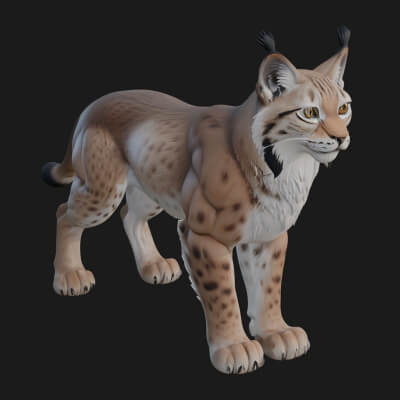 Eurasian Lynx Statue Design 12 3D Print Model