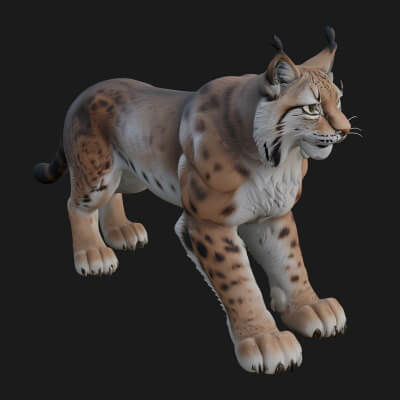 Eurasian Lynx Statue Design 2 3D Print Model