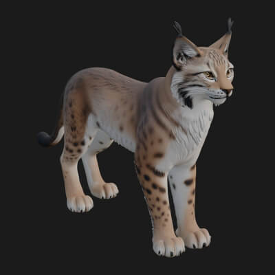 Eurasian Lynx Statue Design 3 3D Print Model