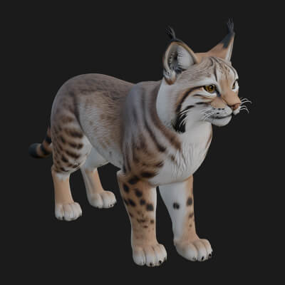 Eurasian Lynx Statue Design 4 3D Print Model