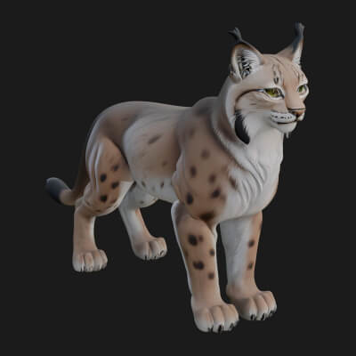Eurasian Lynx Statue Design 6 3D Print Model