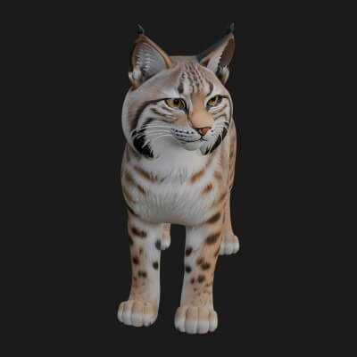 Eurasian Lynx Statue Design 7 3D Print Model