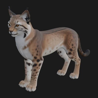 Eurasian Lynx Statue Design 9 3D Print Model
