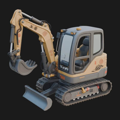 Excavator Model Design 10 3D Print Model
