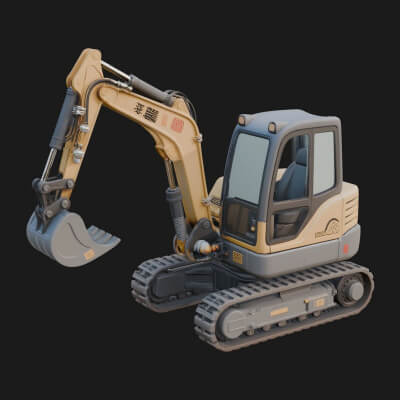 Excavator Model Design 12 3D Print Model