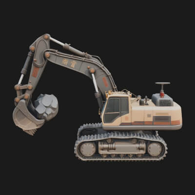 Excavator Model Design 2 3D Print Model