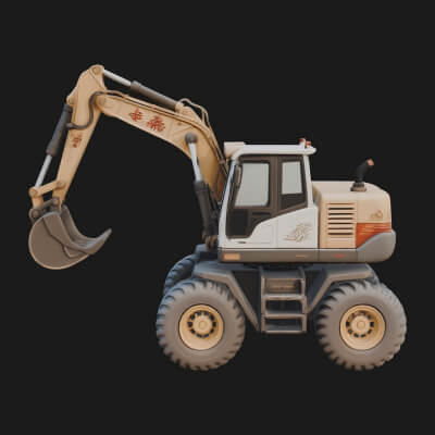 Excavator Model Design 6 3D Print Model