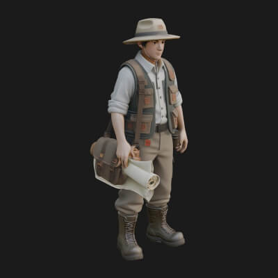Explorer Man Statue Design 1 3D Print Model