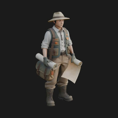 Explorer Man Statue Design 14 3D Print Model