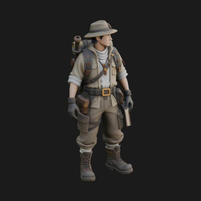 Explorer Man Statue Design 19 3D Print Model