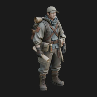 Explorer Man Statue Design 2 3D Print Model
