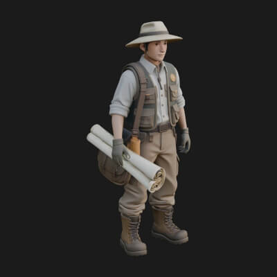 Explorer Man Statue Design 29 3D Print Model