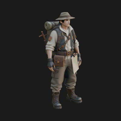 Explorer Man Statue Design 6 3d Print Model