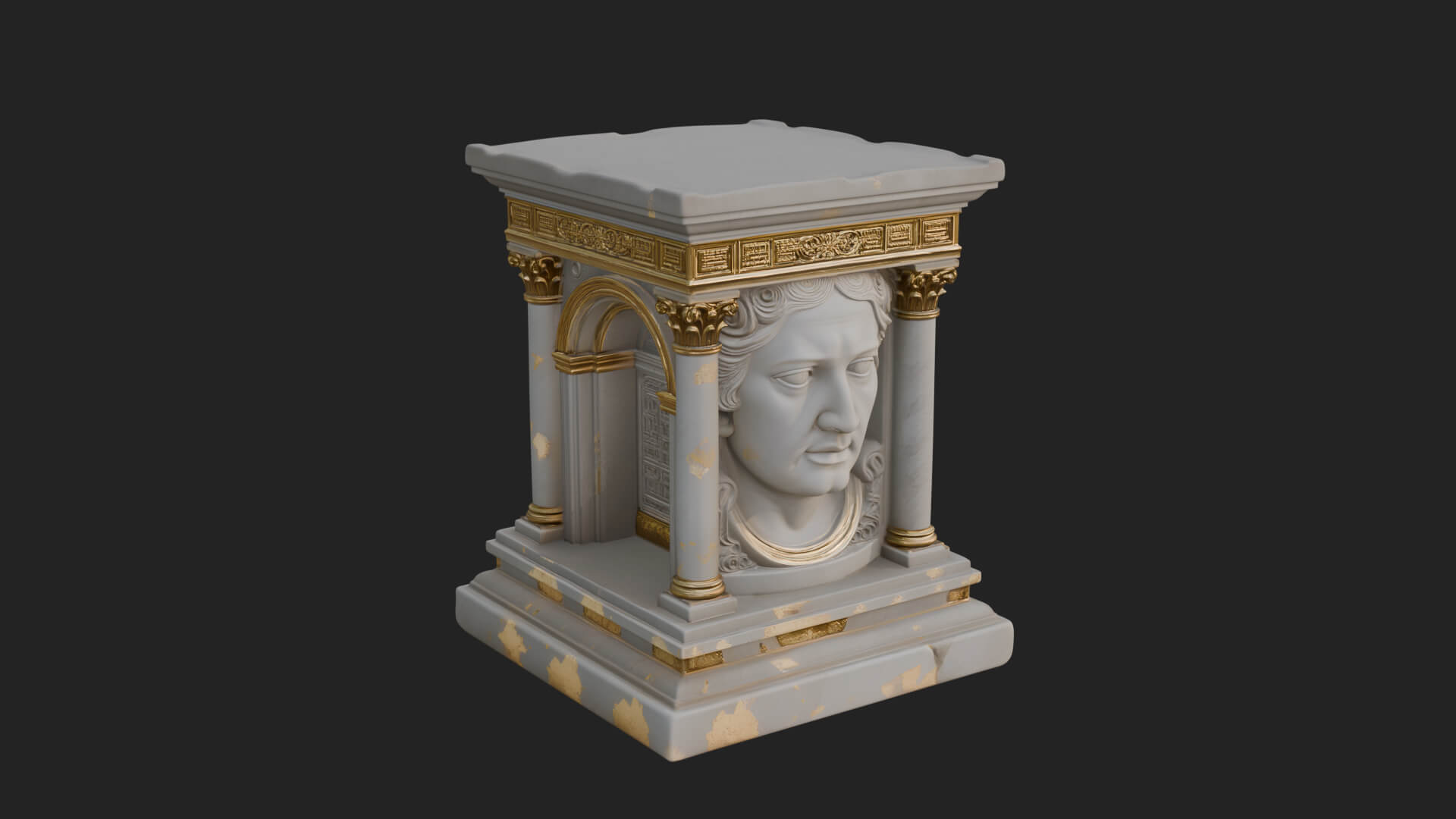 Face Carved Column Capital Design 1 3D Print Model 3D Model