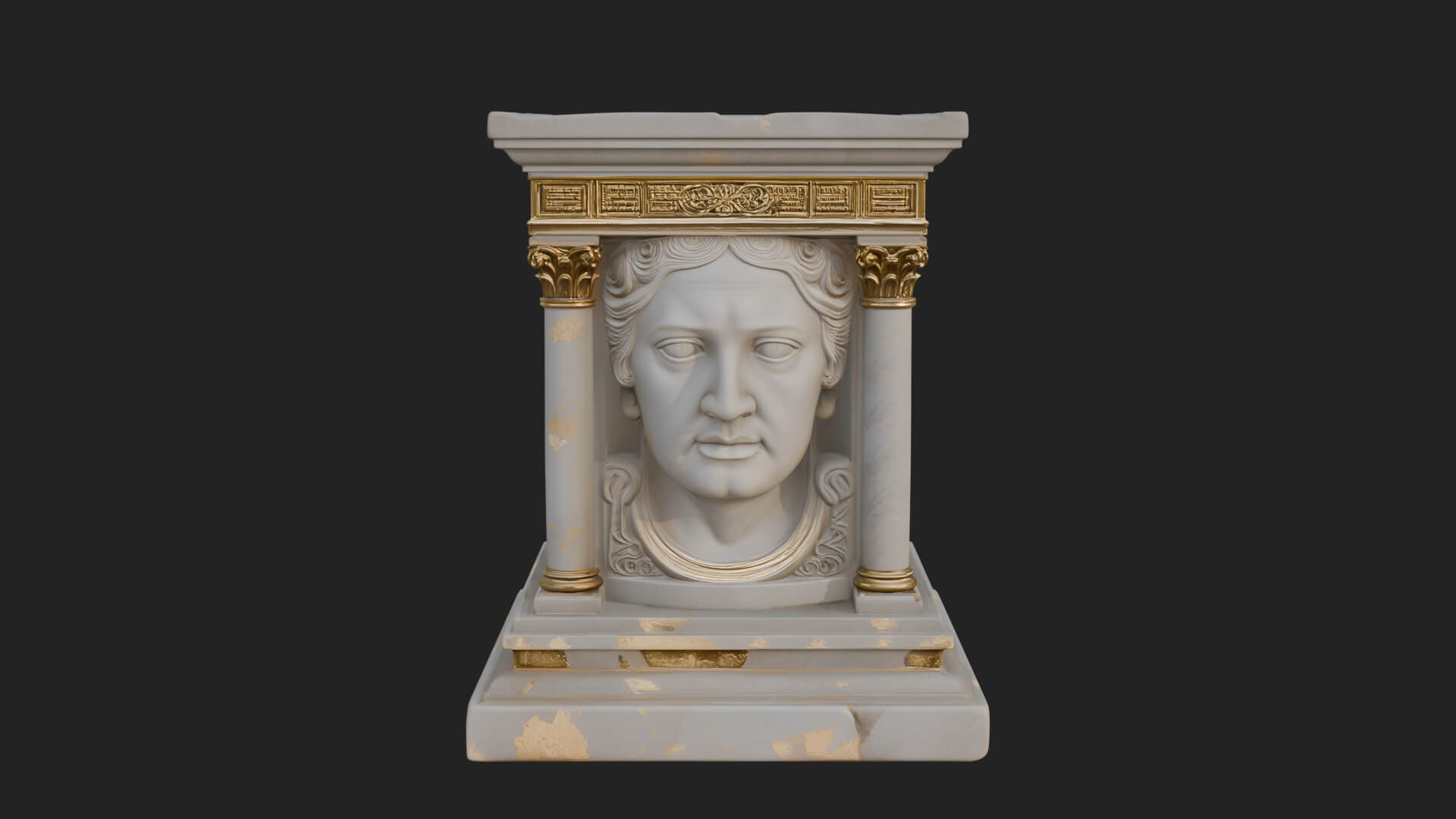 Face Carved Column Capital Design 1 3D Print Model 3D Model