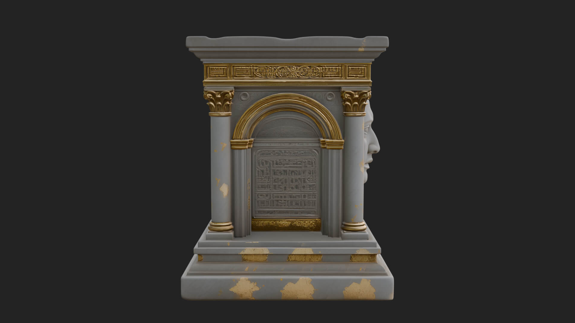 Face Carved Column Capital Design 1 3D Print Model 3D Model