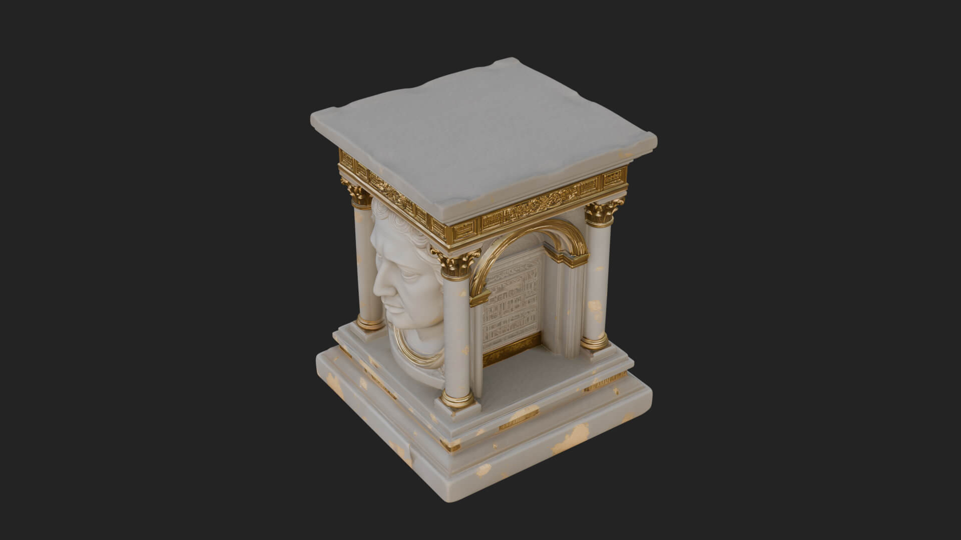 Face Carved Column Capital Design 1 3D Print Model 3D Model