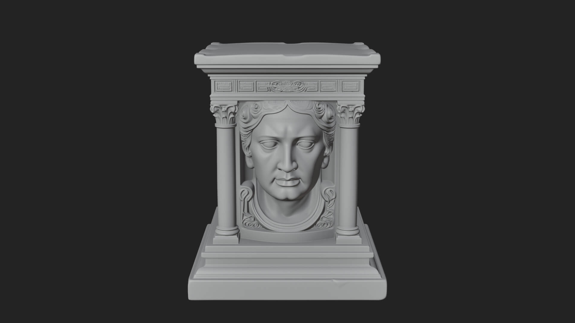 Face Carved Column Capital Design 1 3D Print Model 3D Model