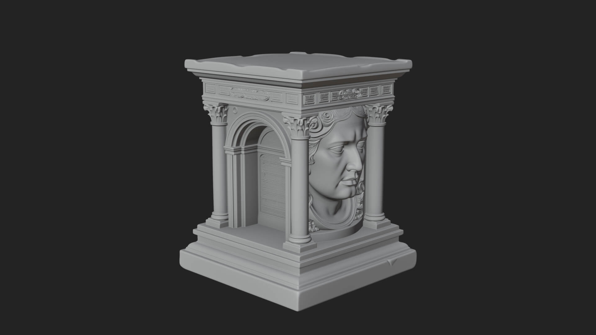 Face Carved Column Capital Design 1 3D Print Model 3D Model
