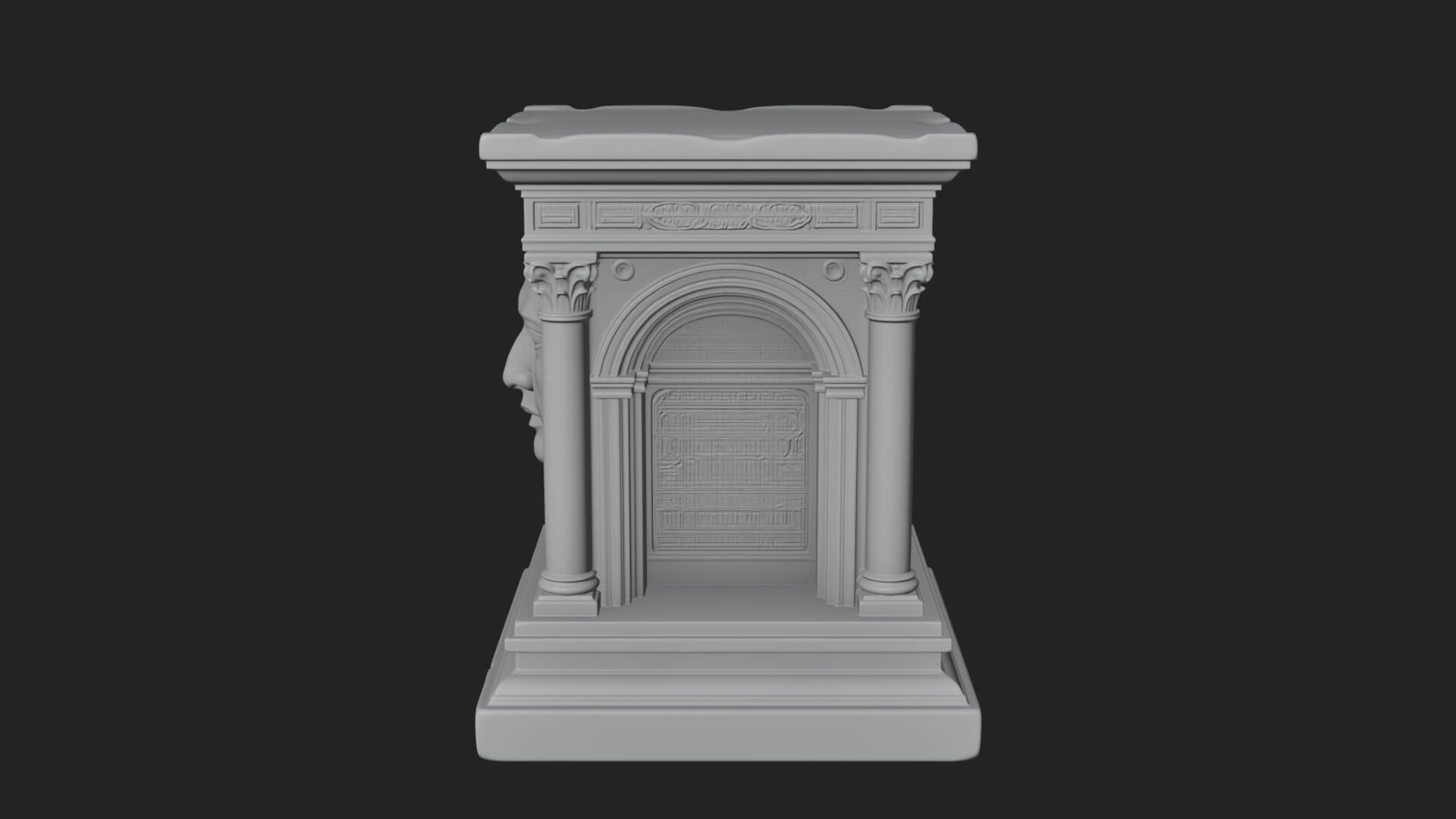 Face Carved Column Capital Design 1 3D Print Model 3D Model