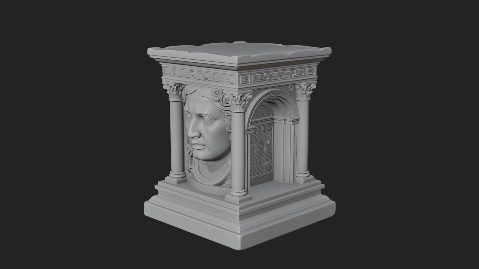 Face Carved Column Capital Design 1 3D Print Model 3D Model