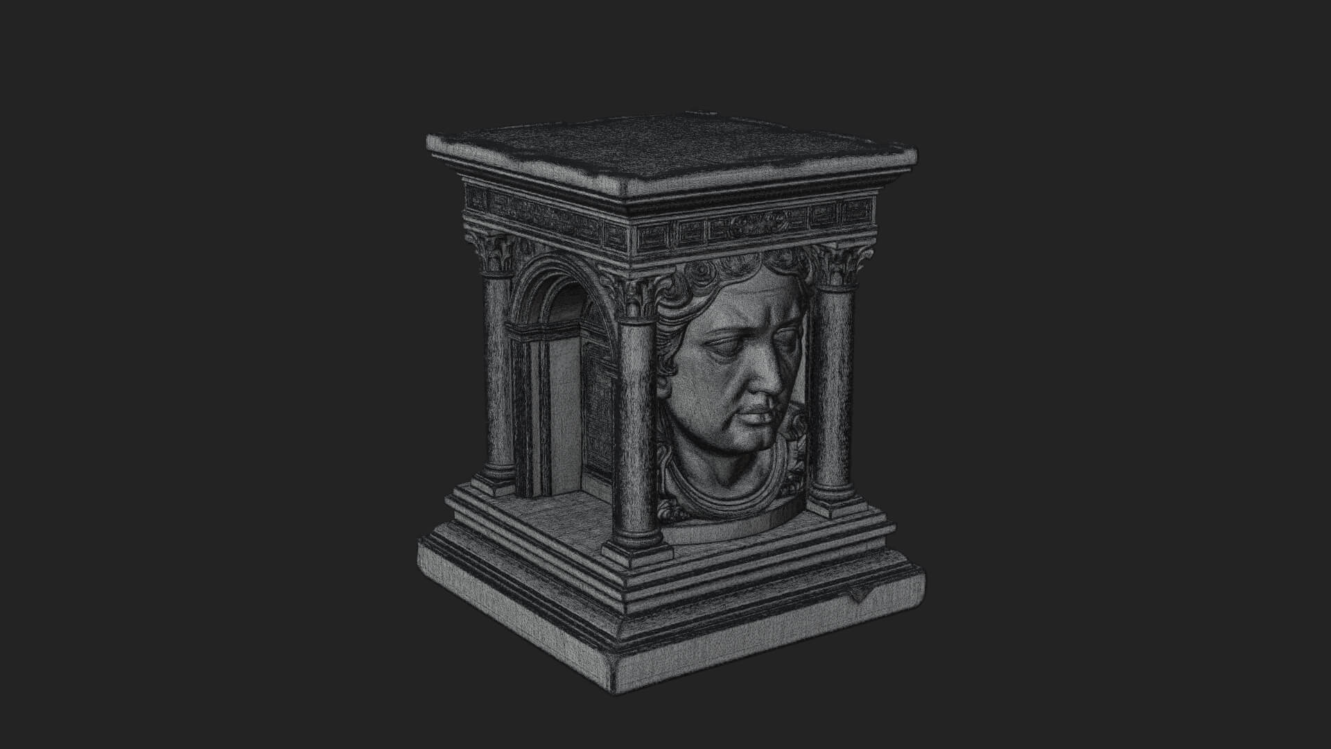 Face Carved Column Capital Design 1 3D Print Model 3D Model