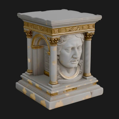 Face Carved Column Capital Design 1 3D Print Model