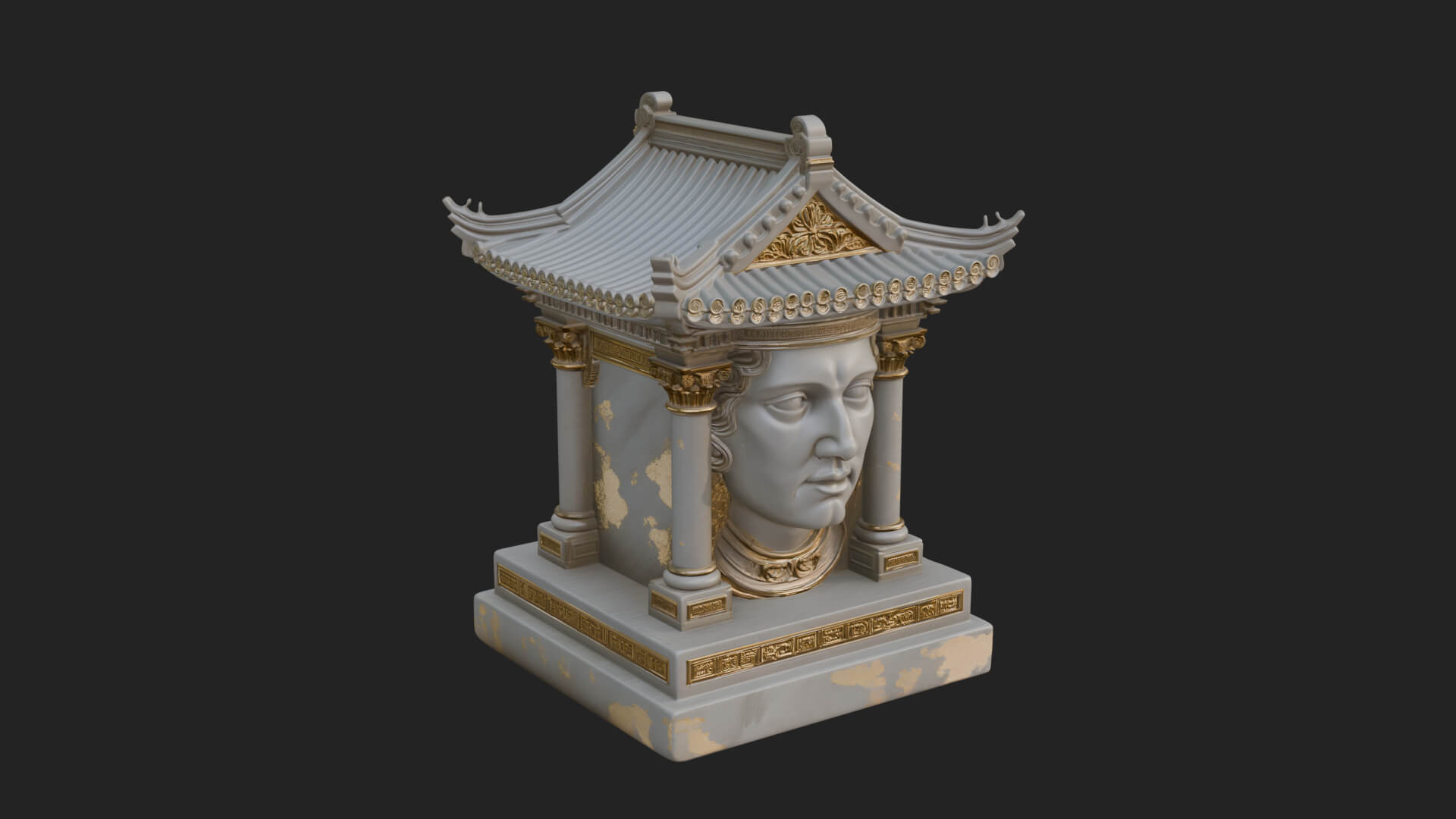 Face Carved Column Capital Design 2 3D Print Model 3D Model