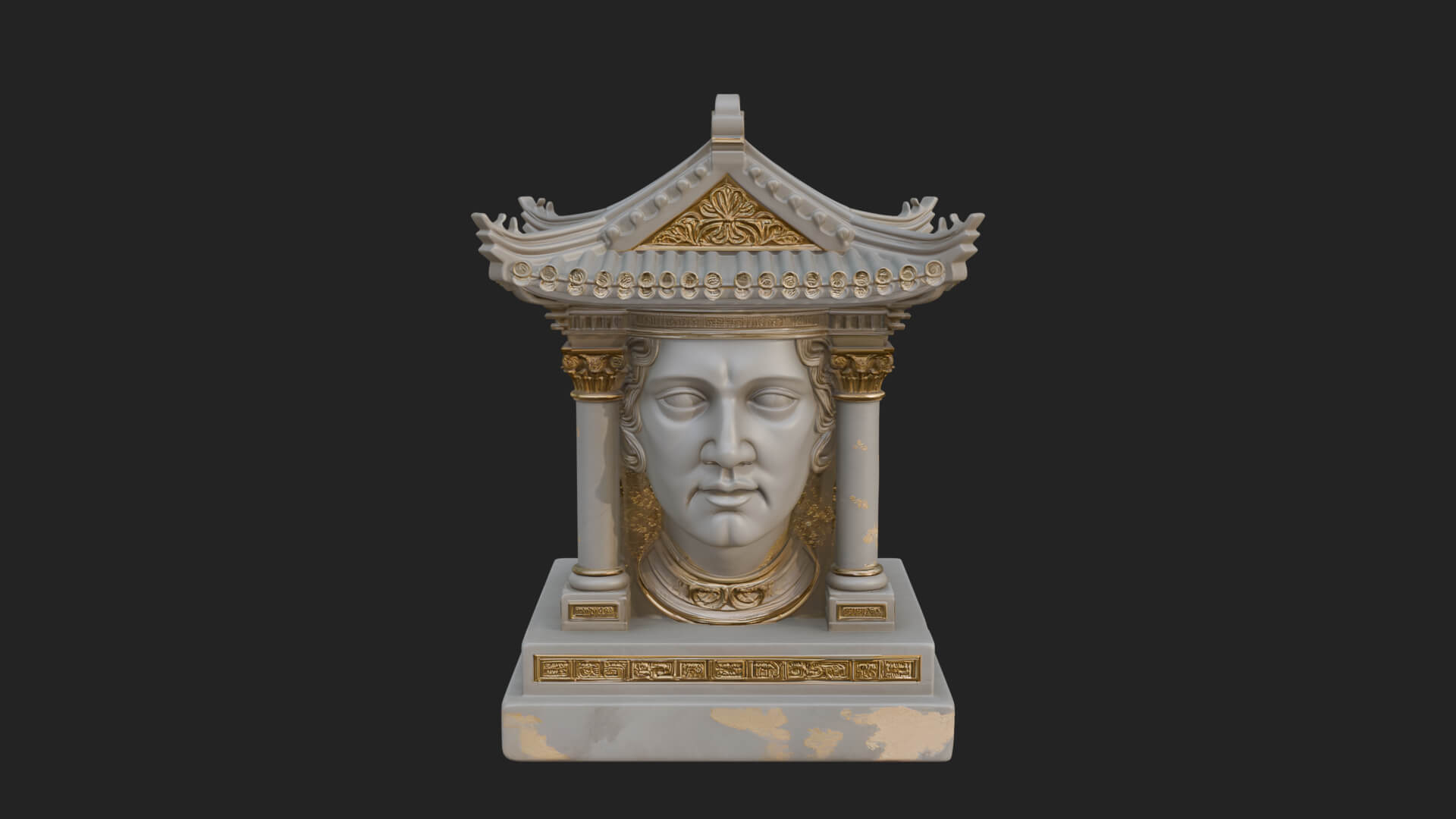 Face Carved Column Capital Design 2 3D Print Model 3D Model