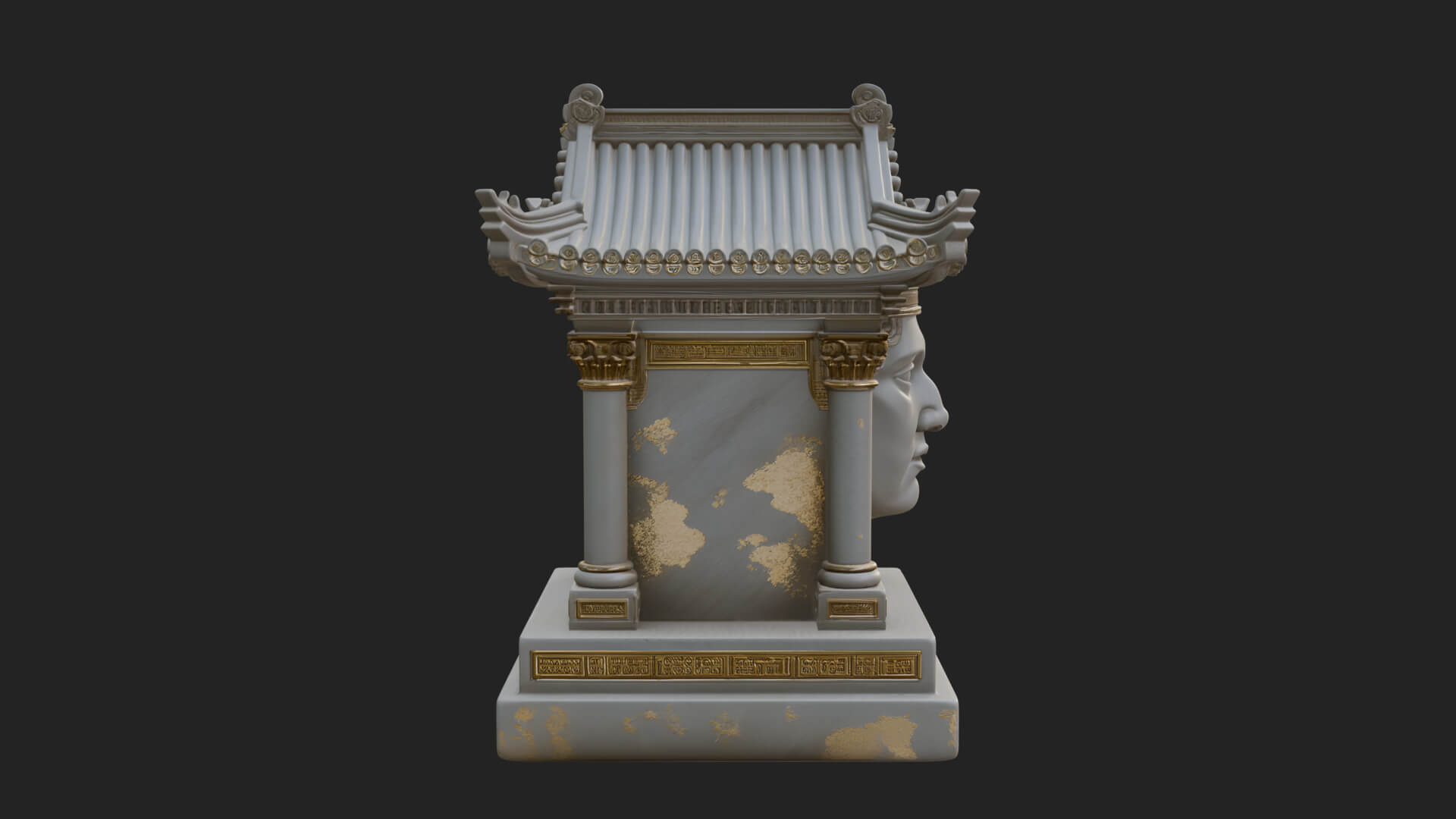 Face Carved Column Capital Design 2 3D Print Model 3D Model
