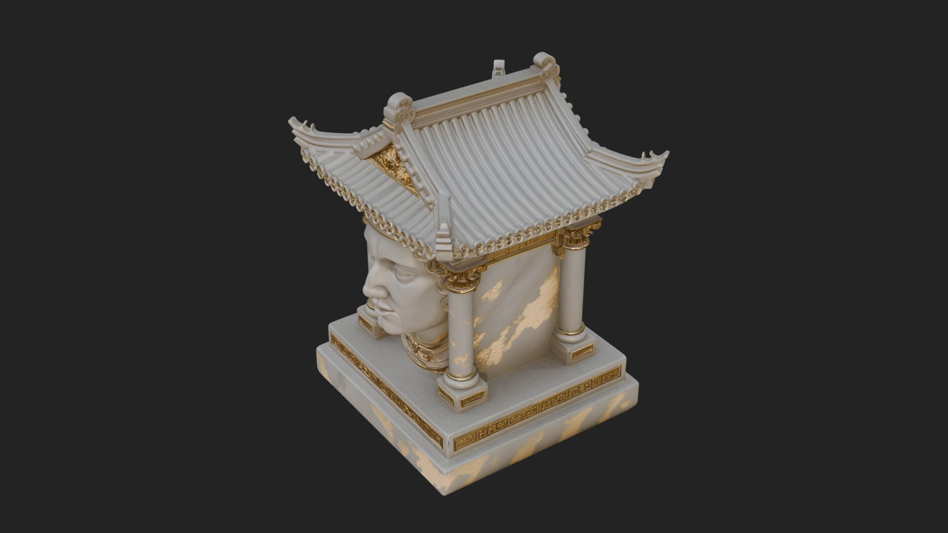 Face Carved Column Capital Design 2 3D Print Model 3D Model