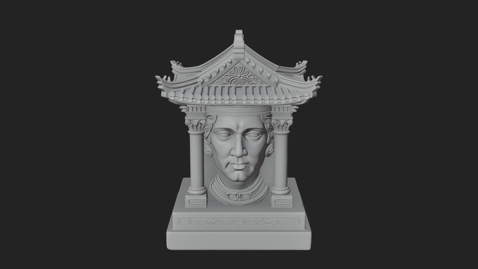 Face Carved Column Capital Design 2 3D Print Model 3D Model