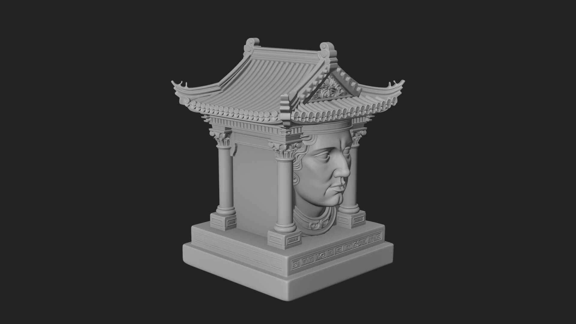 Face Carved Column Capital Design 2 3D Print Model 3D Model