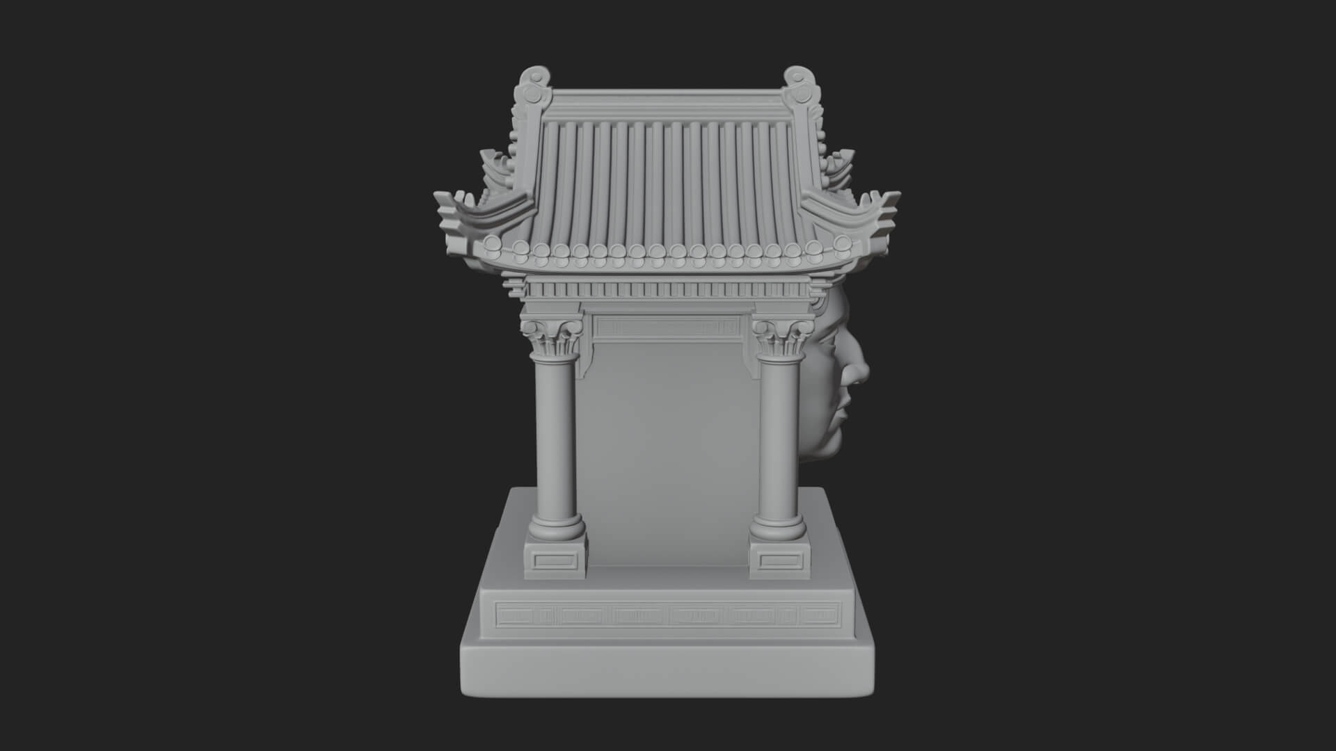 Face Carved Column Capital Design 2 3D Print Model 3D Model