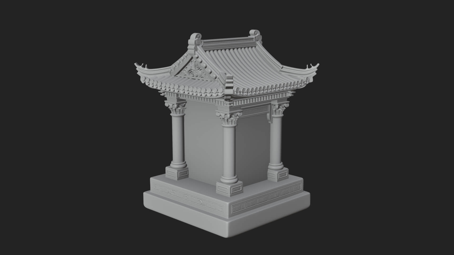 Face Carved Column Capital Design 2 3D Print Model 3D Model