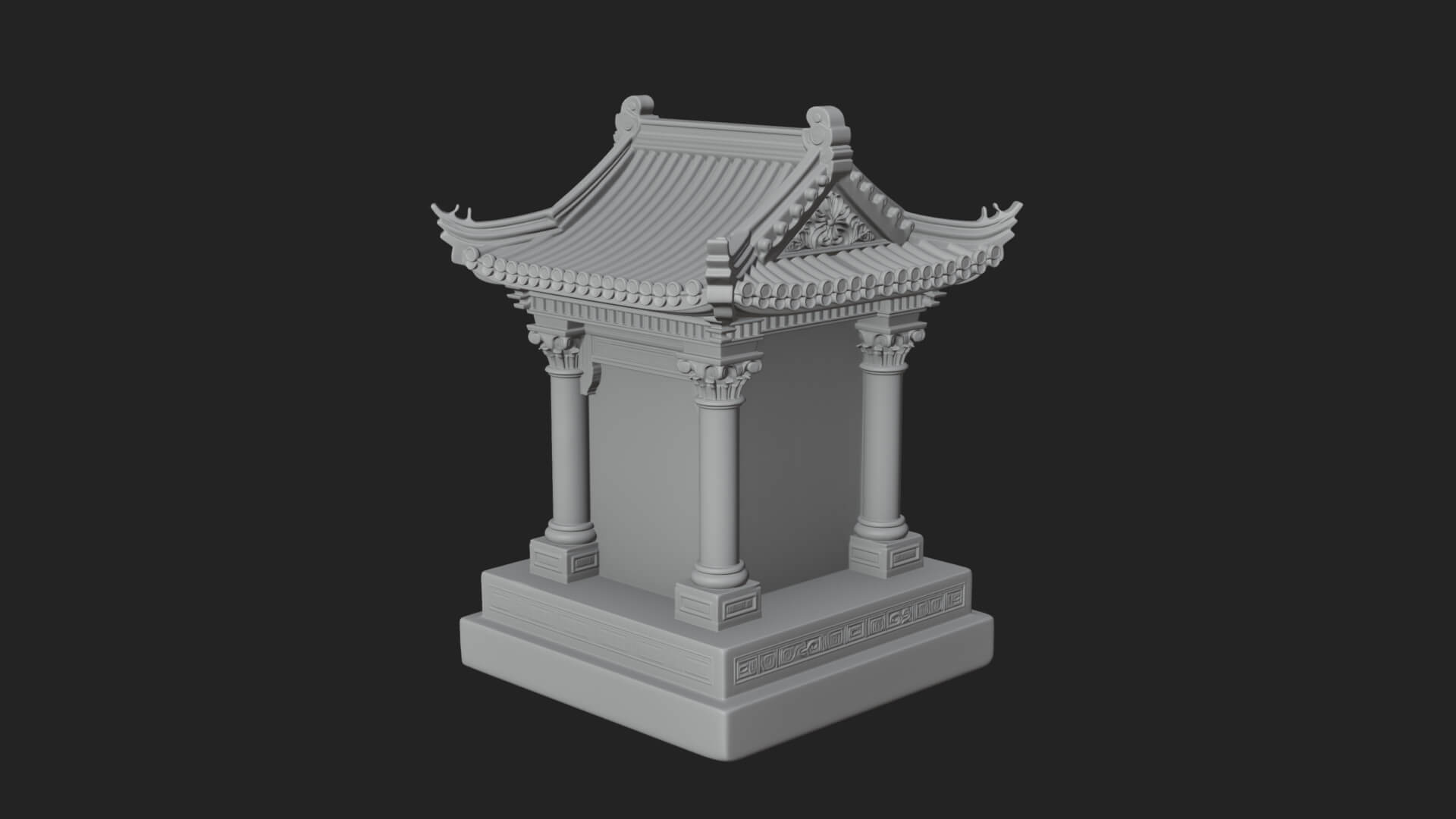 Face Carved Column Capital Design 2 3D Print Model 3D Model