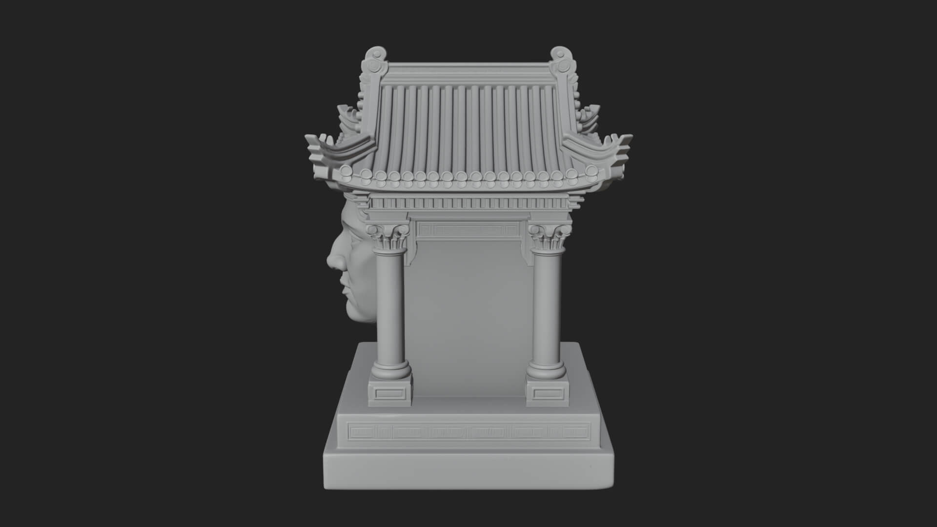 Face Carved Column Capital Design 2 3D Print Model 3D Model