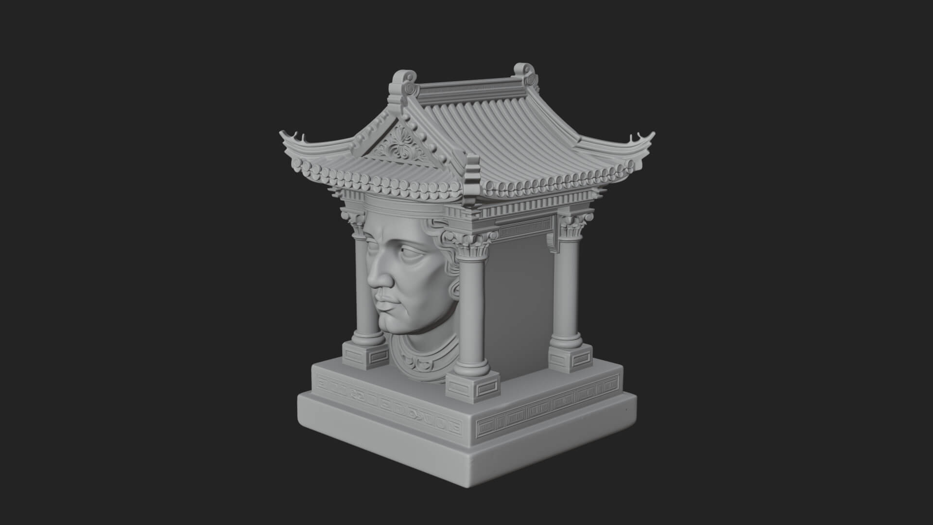 Face Carved Column Capital Design 2 3D Print Model 3D Model