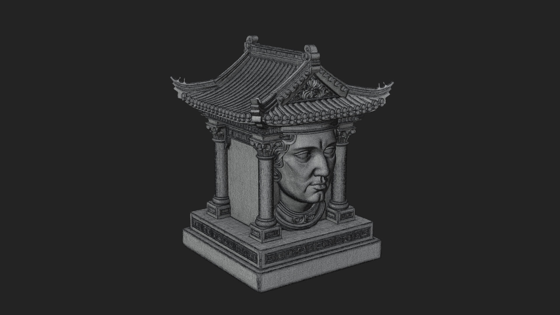 Face Carved Column Capital Design 2 3D Print Model 3D Model
